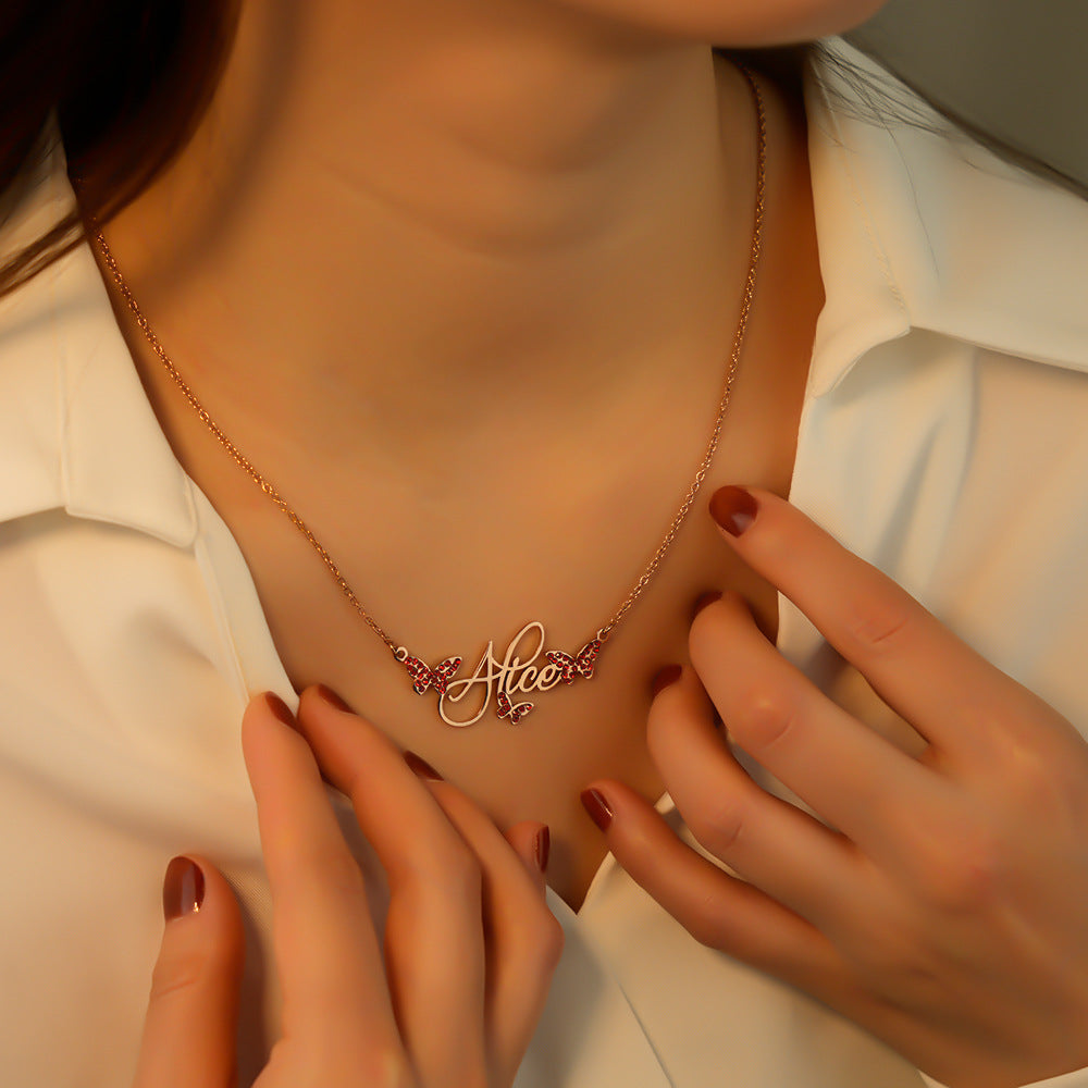 Personalized Butterfly Name Necklace