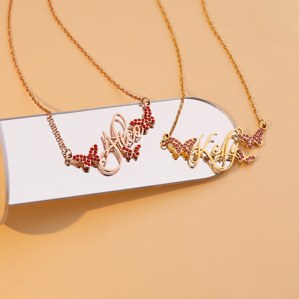 Personalized Butterfly Name Necklace