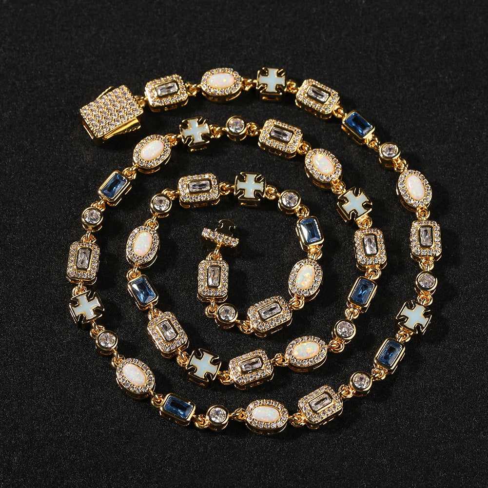 Blue Zircon-Inlay Chain Jewelry