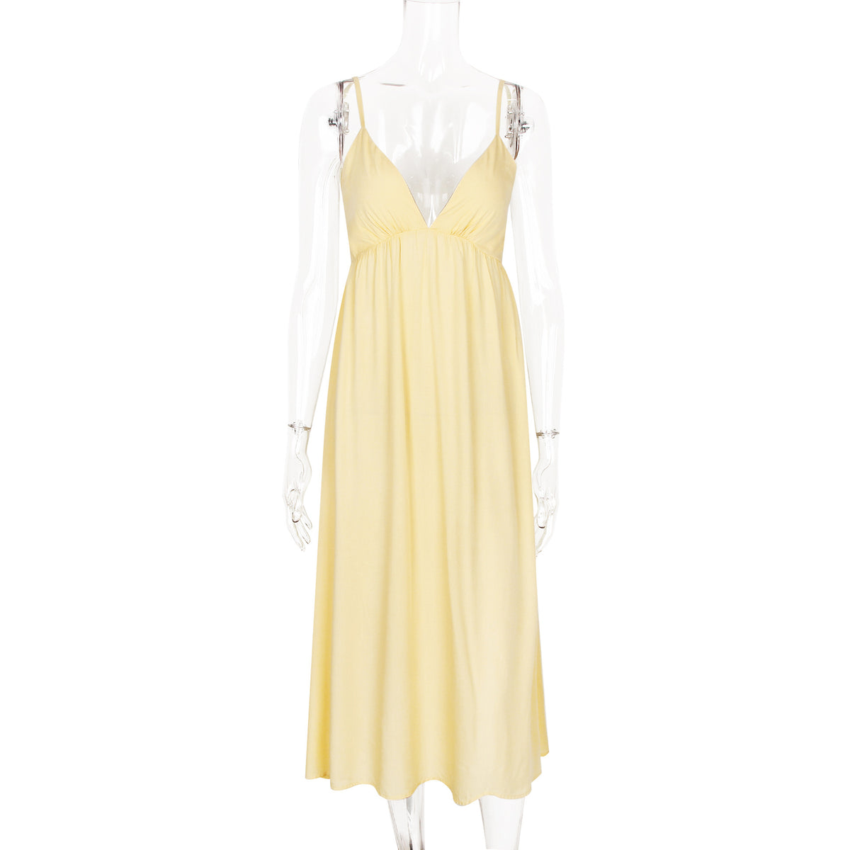 Backless V-Neck Vacation Dress