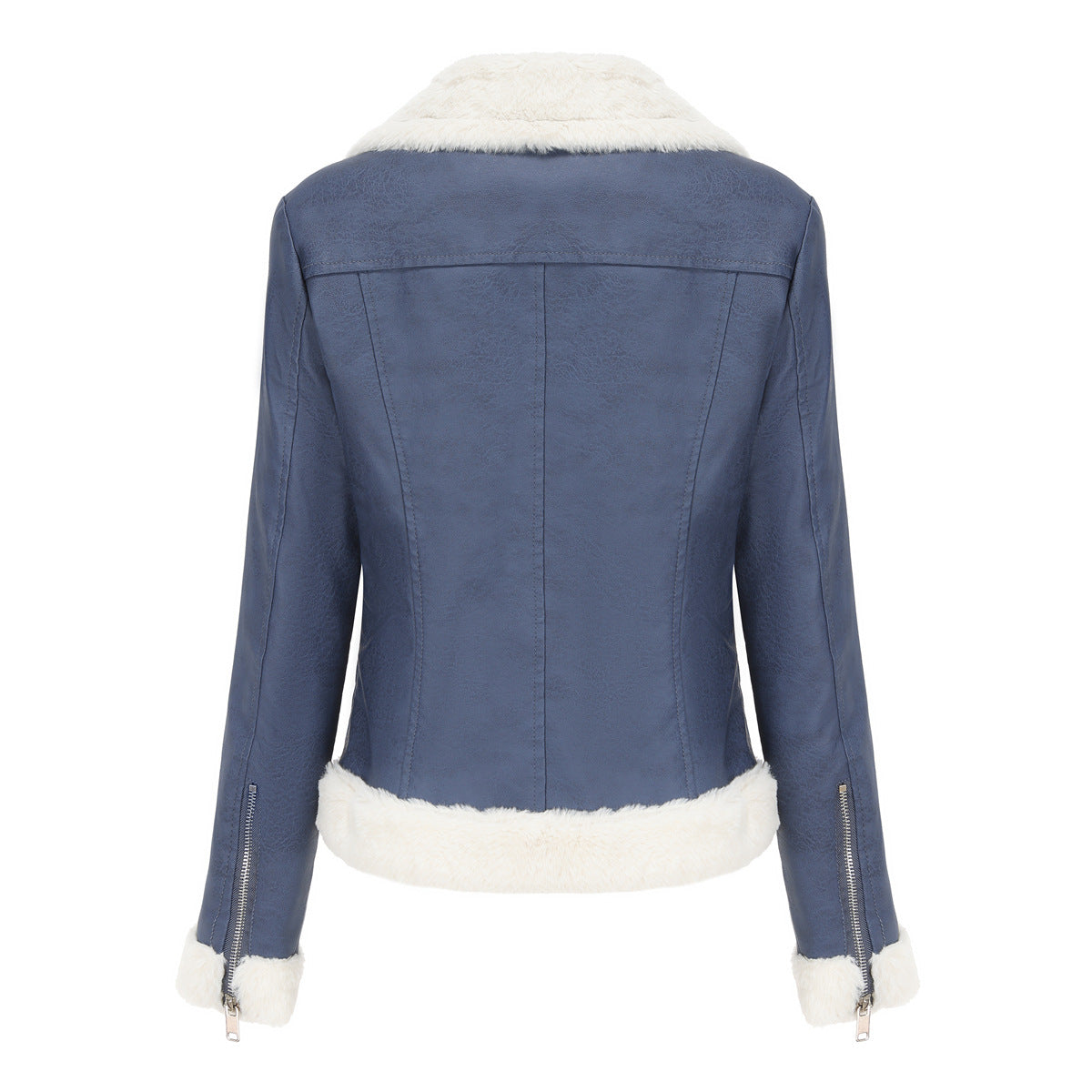 Faux Leather Long-Sleeve Lapel Jacket