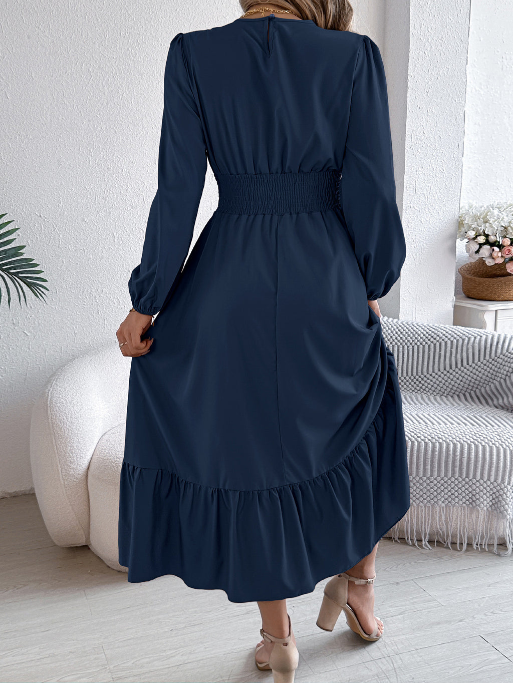 Ruffled Pleated A-Line Dress
