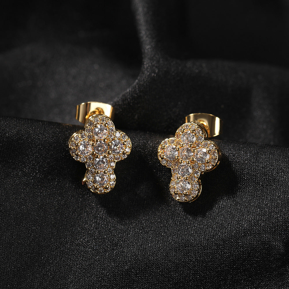 Cubic Zirconia Cross Stud Earrings