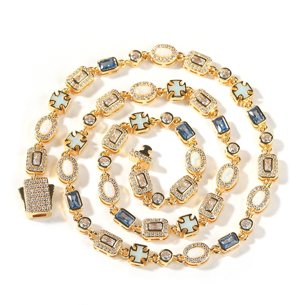 Blue Zircon-Inlay Chain Jewelry