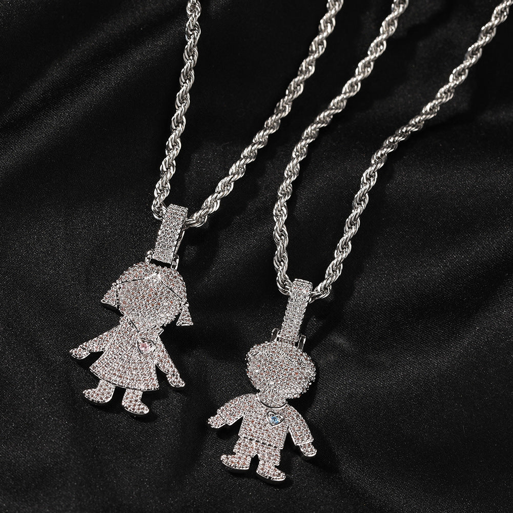 Cartoon Couple Pendant Necklace