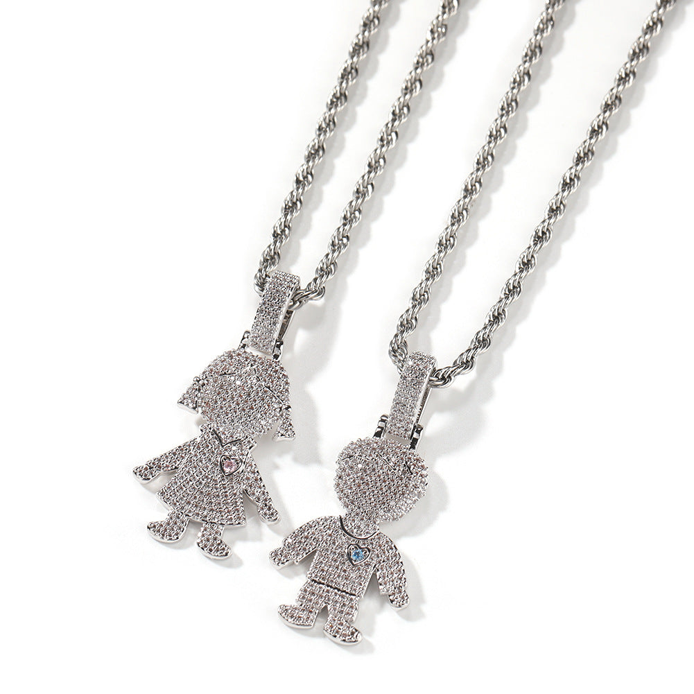 Cartoon Couple Pendant Necklace