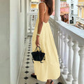 Backless V-Neck Vacation Dress