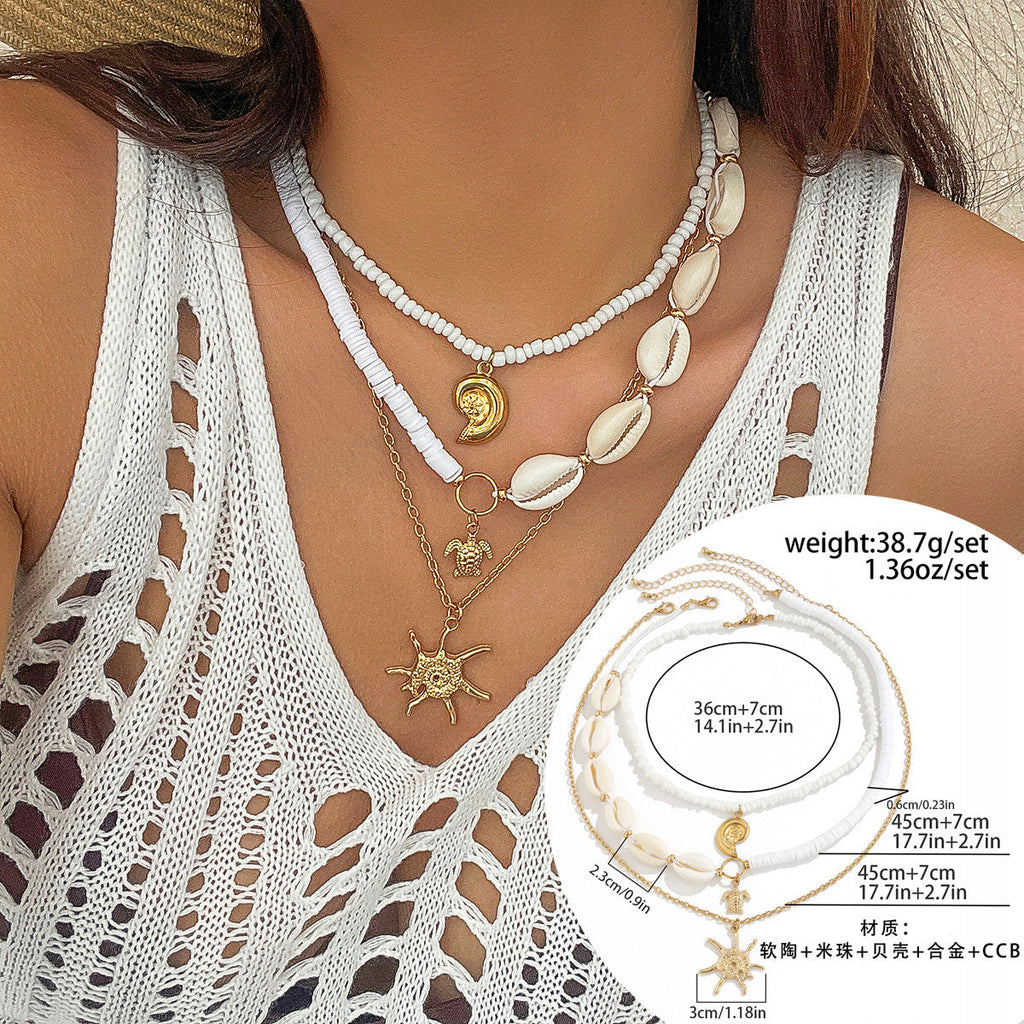 starfish necklace shell rice bead gravel necklace