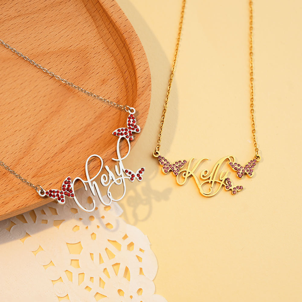 Personalized Butterfly Name Necklace