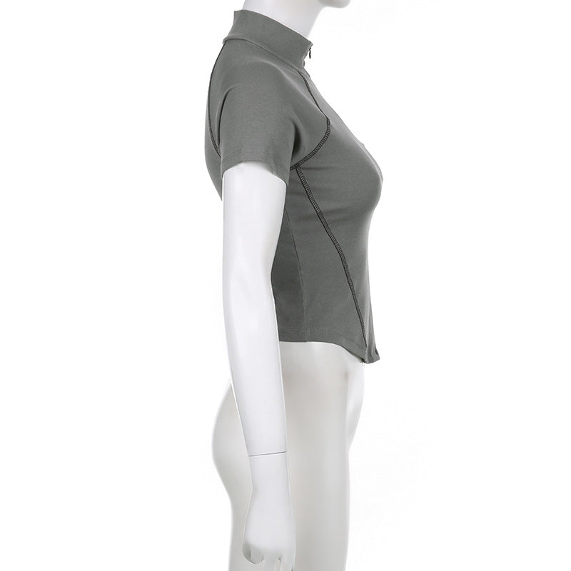 Slim-Fit Short-Sleeve Zip-Neck Top