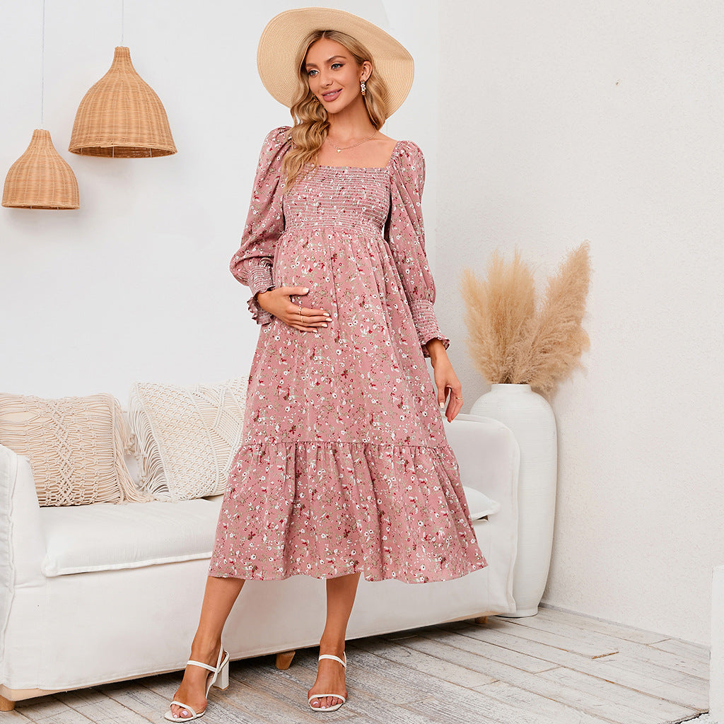 Floral Chiffon Maternity Dress