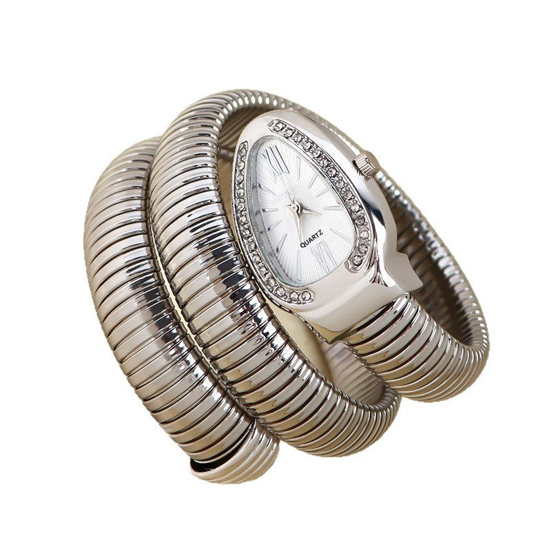 Snake-shaped watch, fashionable women's bracelet watch
