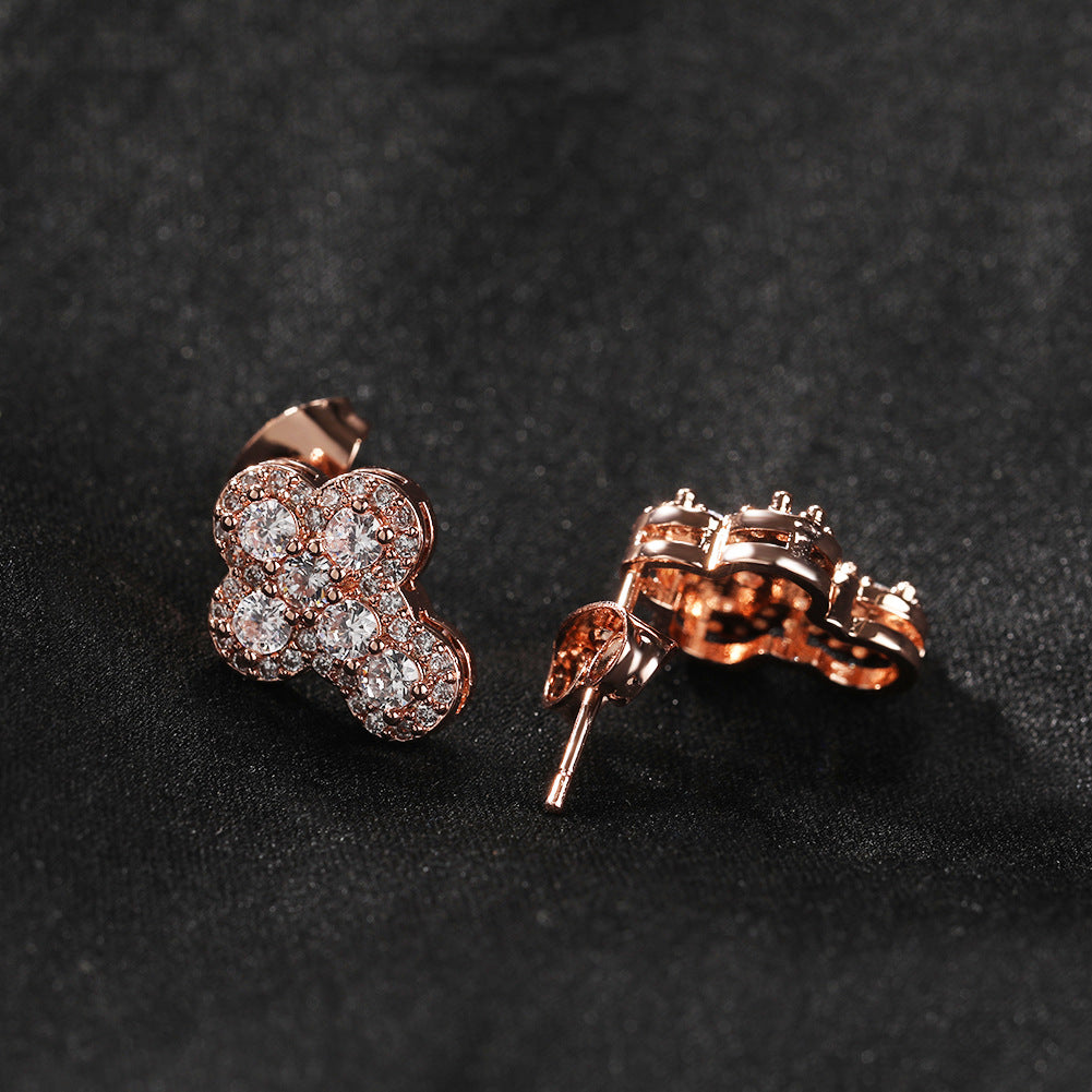 Cubic Zirconia Cross Stud Earrings