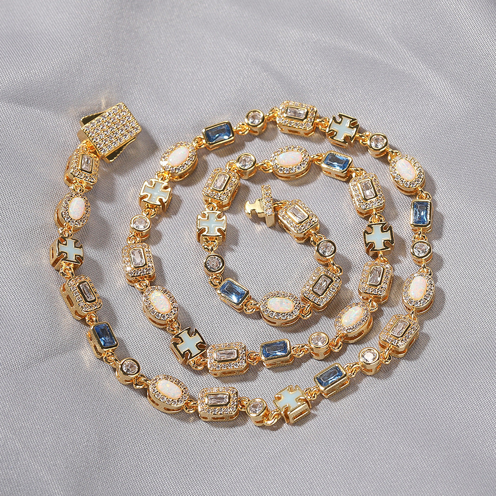 Blue Zircon-Inlay Chain Jewelry