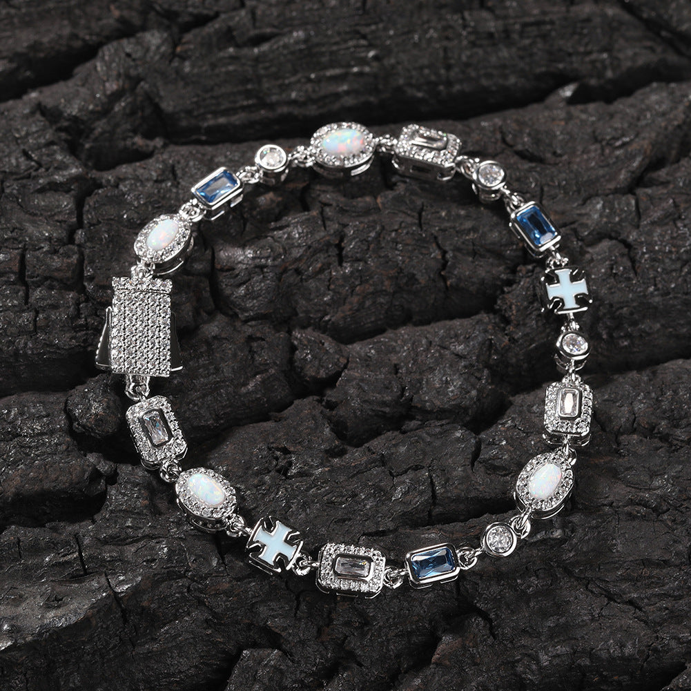 Blue Zircon-Inlay Chain Jewelry