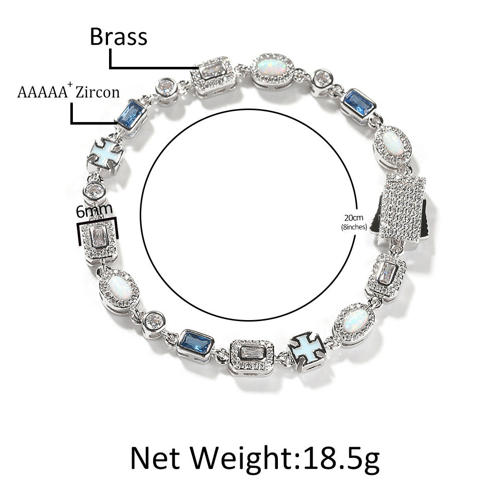 Blue Zircon-Inlay Chain Jewelry