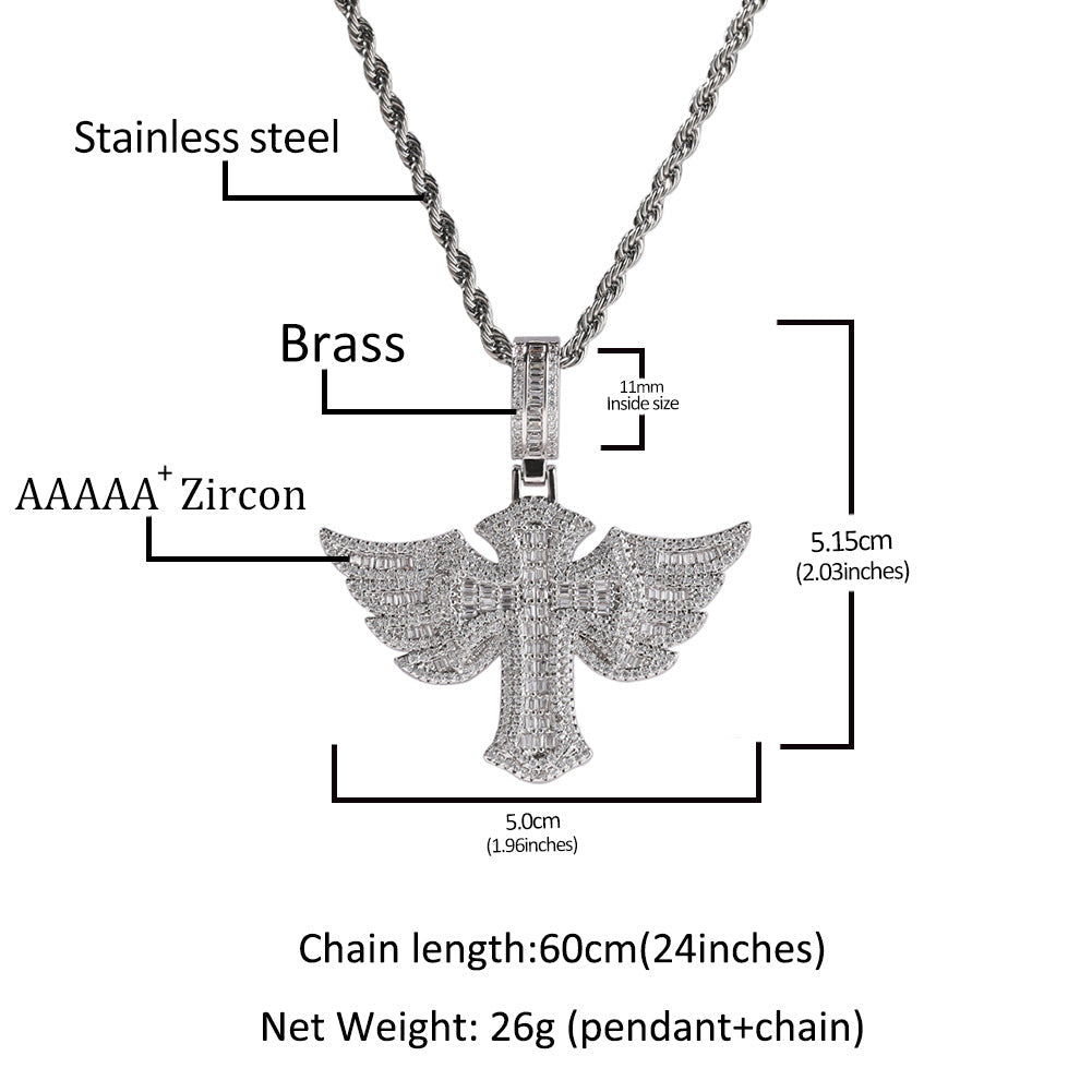 Angel Wings Cross Pendant Necklace