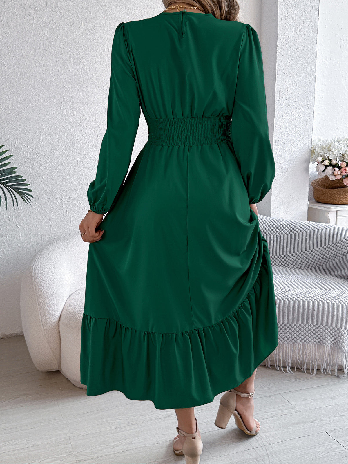 Ruffled Pleated A-Line Dress