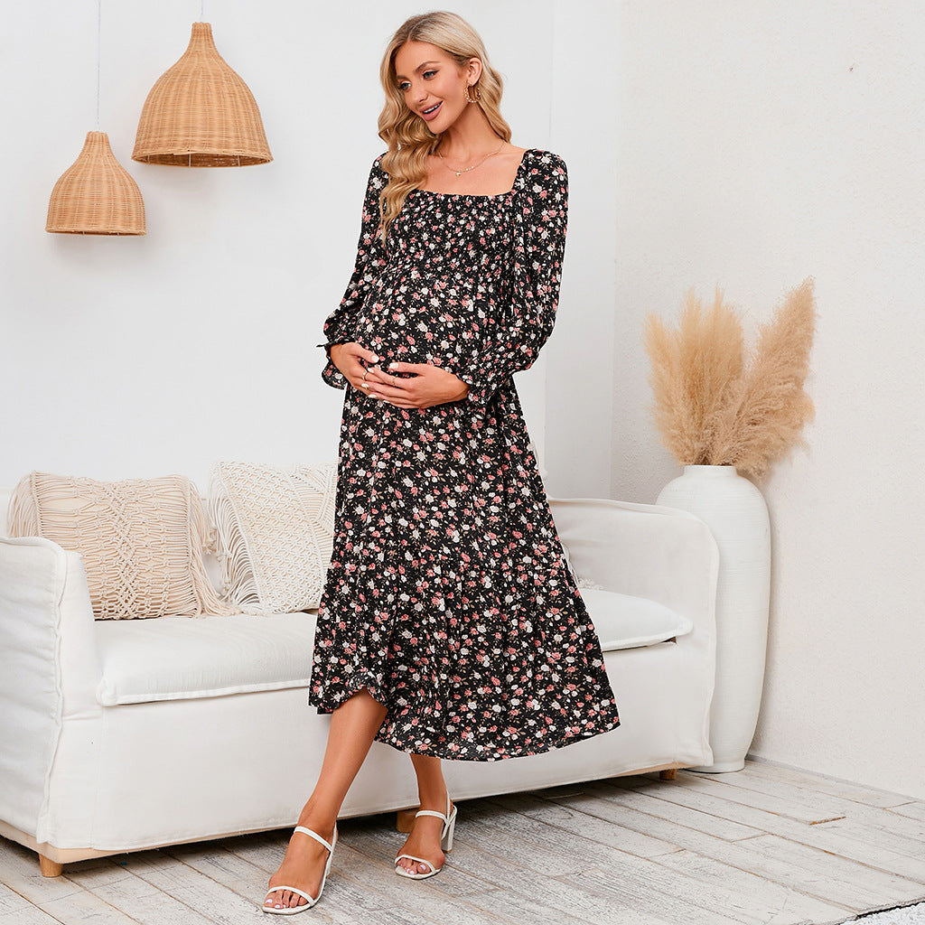 Floral Chiffon Maternity Dress