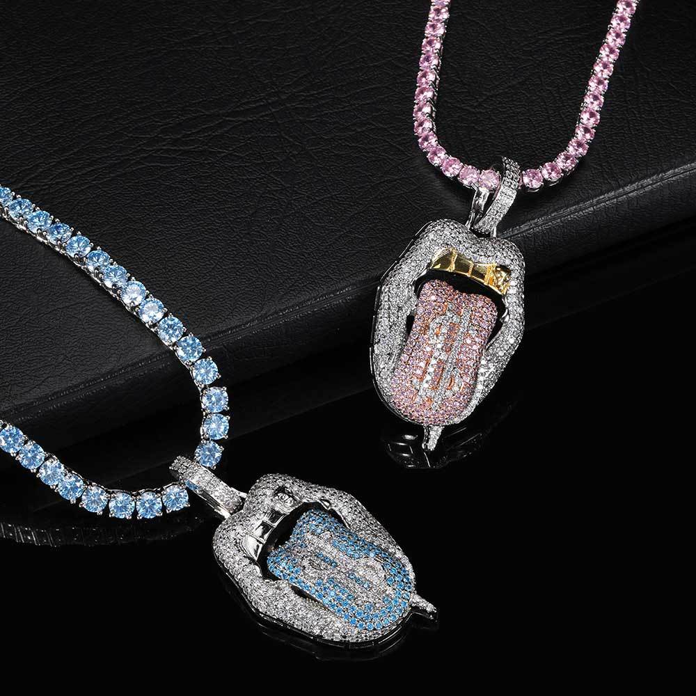 Zircon Mouth & Tongue Pendant Necklace