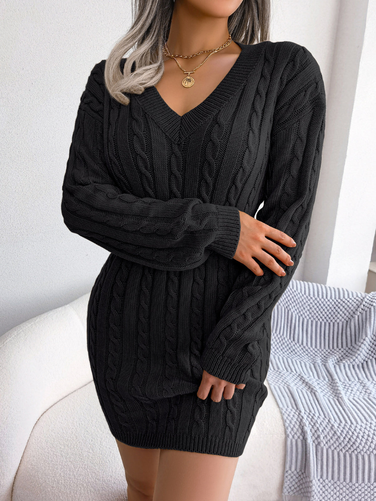 Twist-Waist Sweater Dress