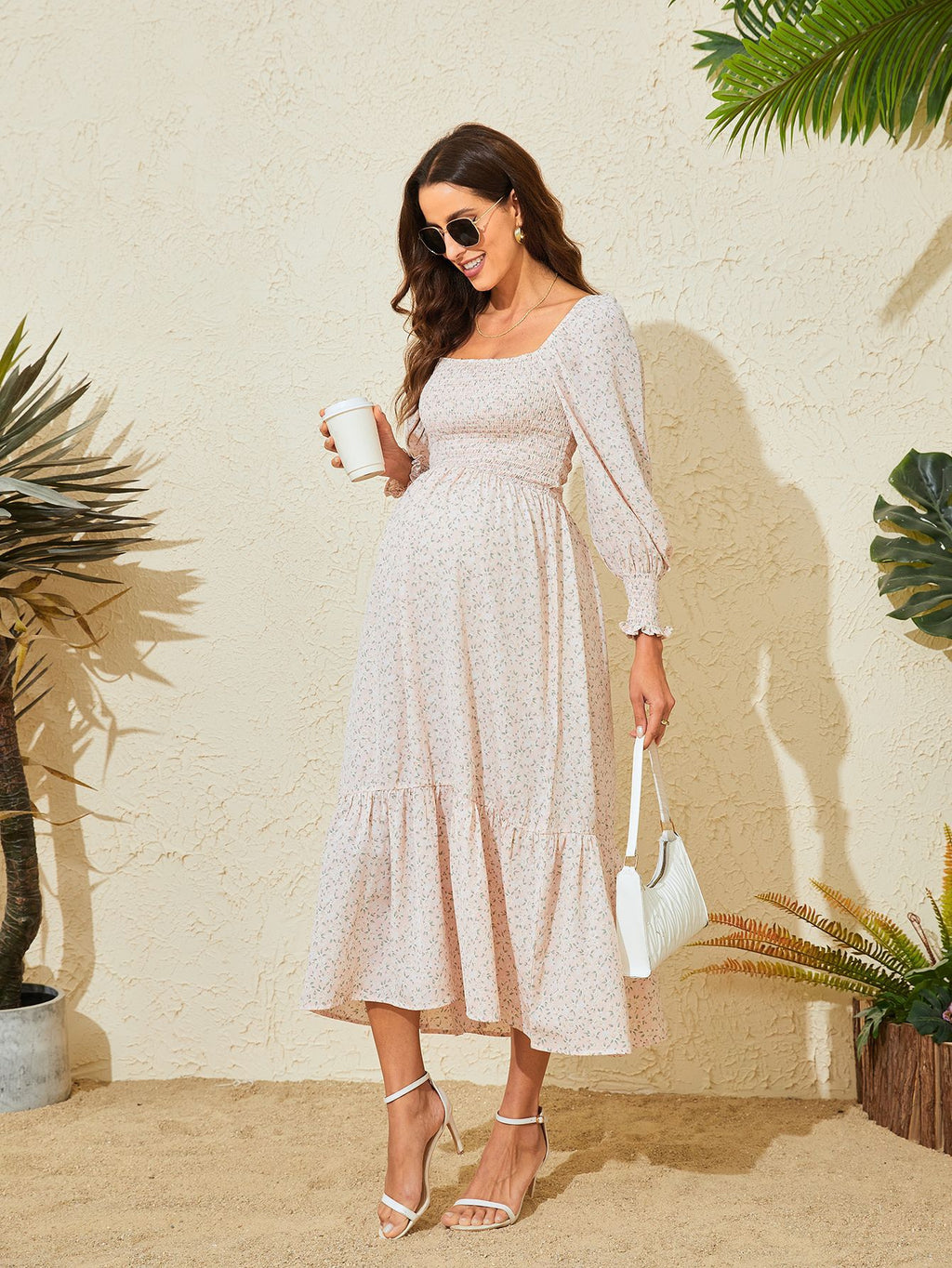 Floral Chiffon Maternity Dress