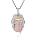 Zircon Mouth & Tongue Pendant Necklace