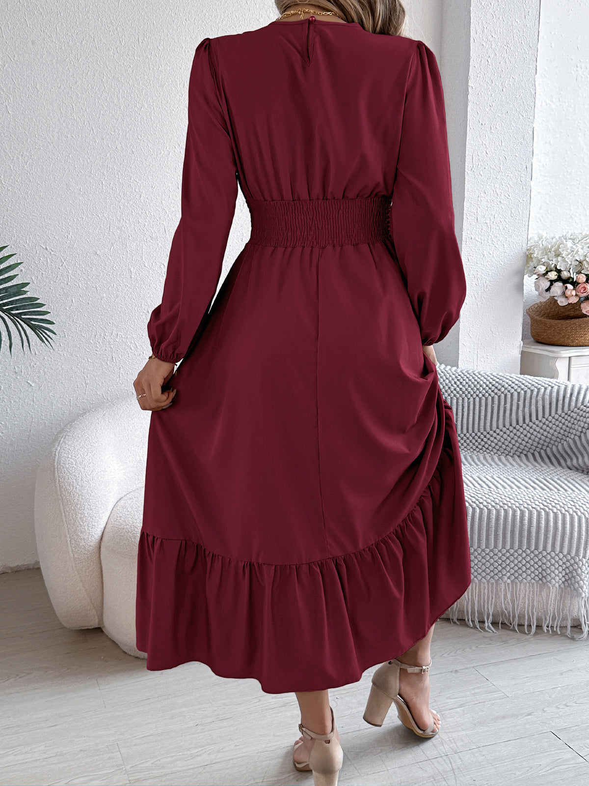 Ruffled Pleated A-Line Dress