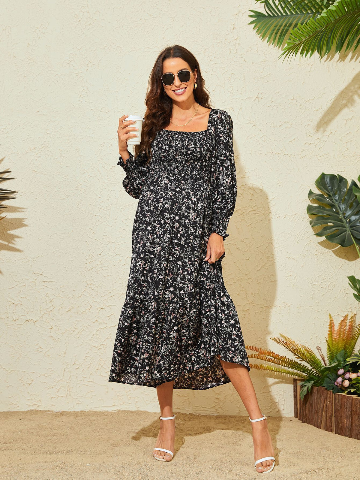 Floral Chiffon Maternity Dress