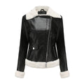Faux Leather Long-Sleeve Lapel Jacket