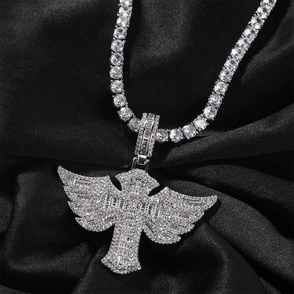Angel Wings Cross Pendant Necklace