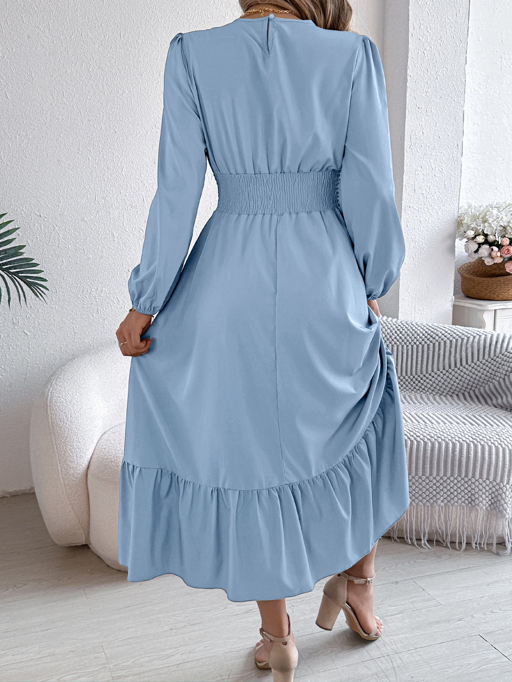Ruffled Pleated A-Line Dress