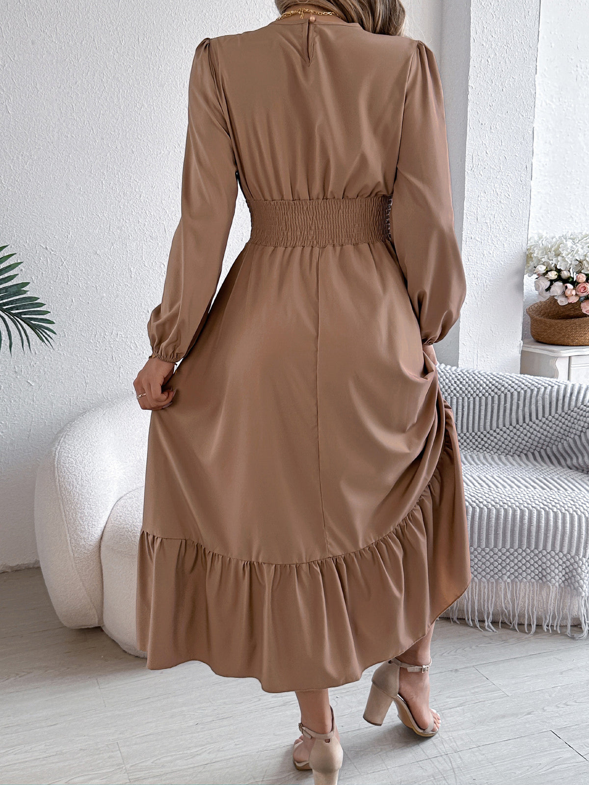 Ruffled Pleated A-Line Dress