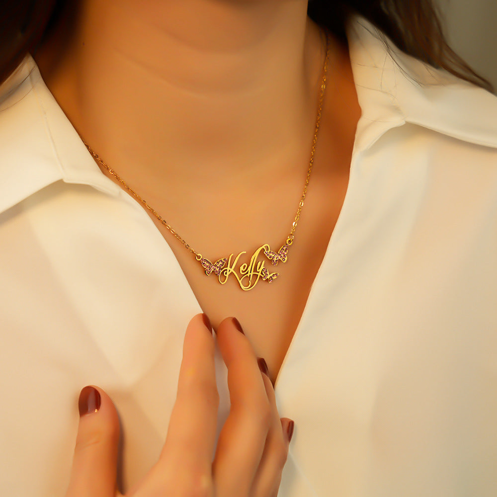 Personalized Butterfly Name Necklace