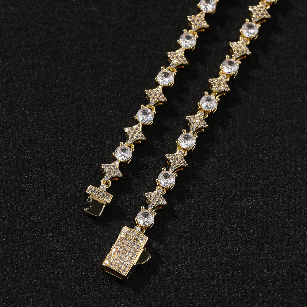 Star zircon tennis chain necklace