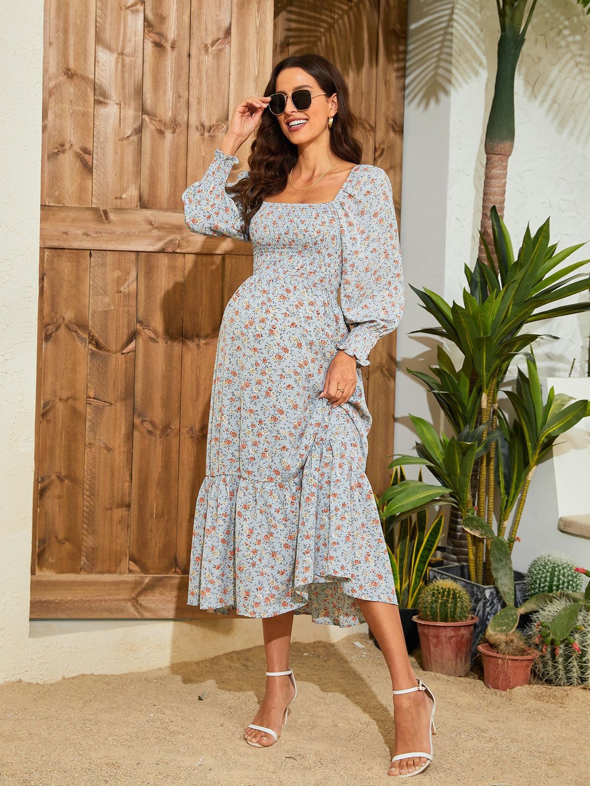 Floral Chiffon Maternity Dress