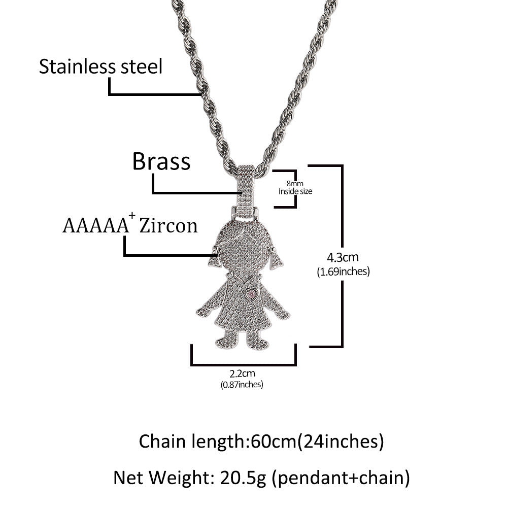 Cartoon Couple Pendant Necklace