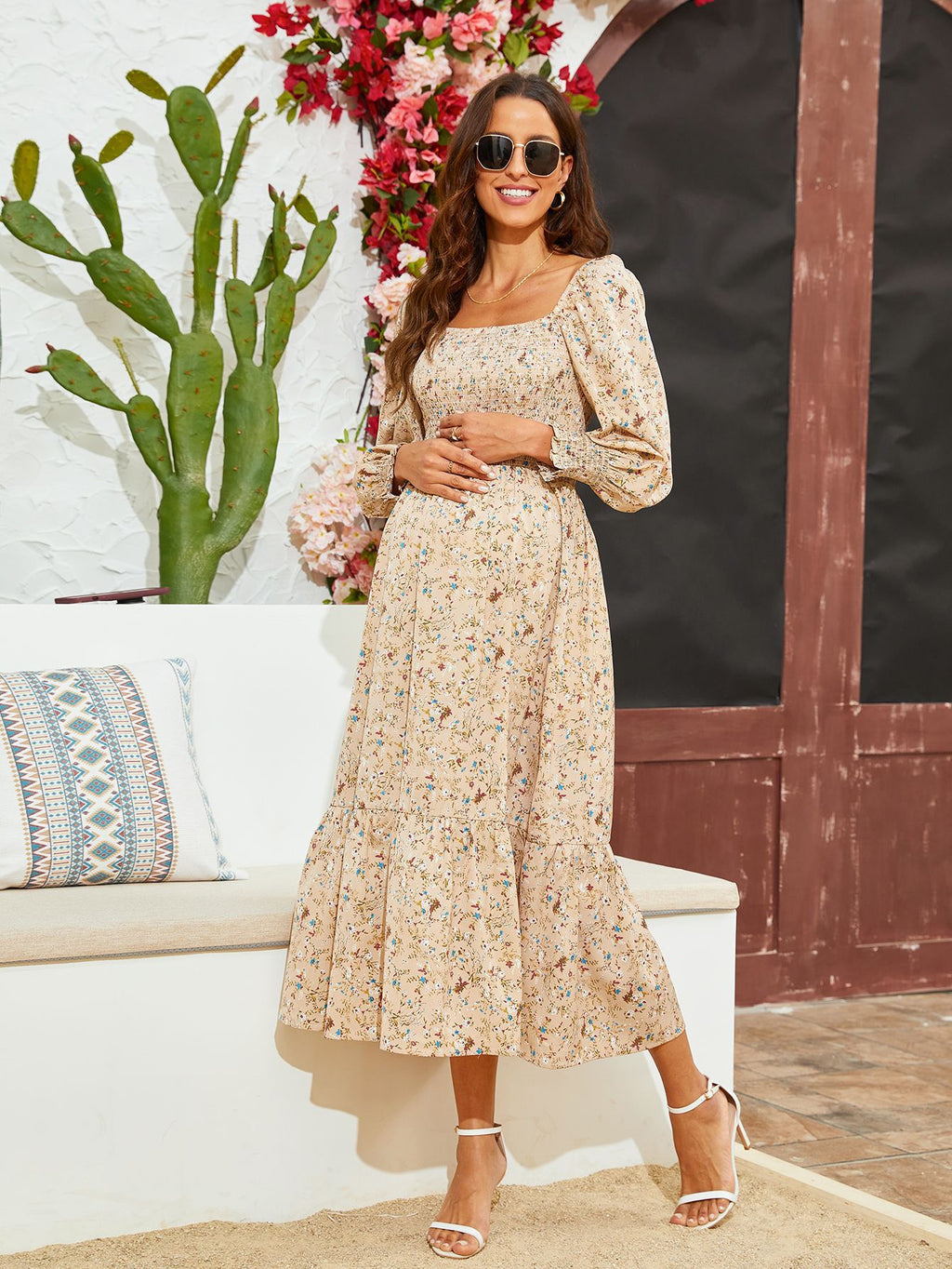 Floral Chiffon Maternity Dress