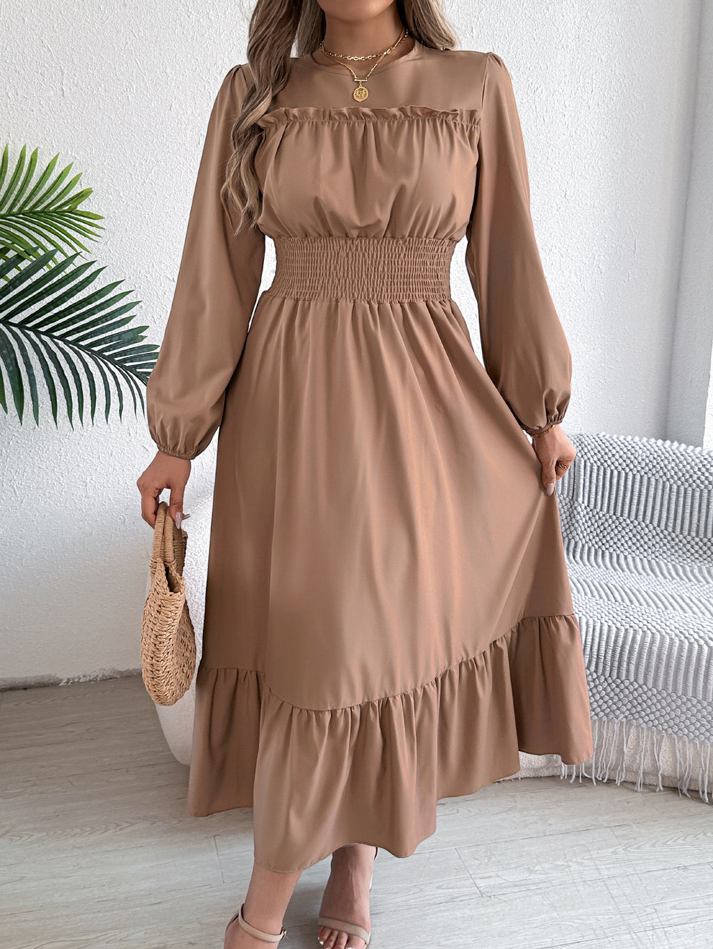 Ruffled Pleated A-Line Dress