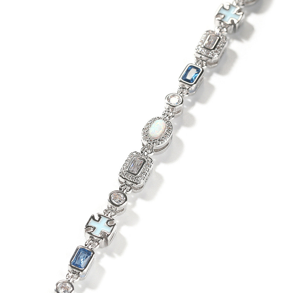 Blue Zircon-Inlay Chain Jewelry
