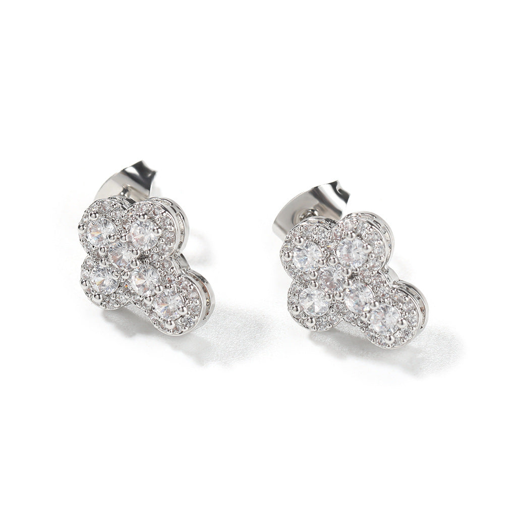 Cubic Zirconia Cross Stud Earrings