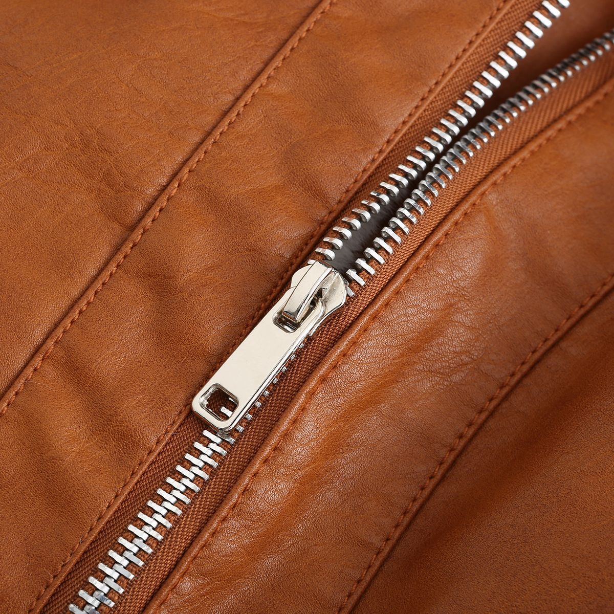 Faux Leather Long-Sleeve Lapel Jacket