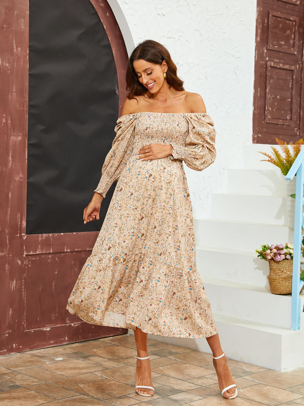 Floral Chiffon Maternity Dress