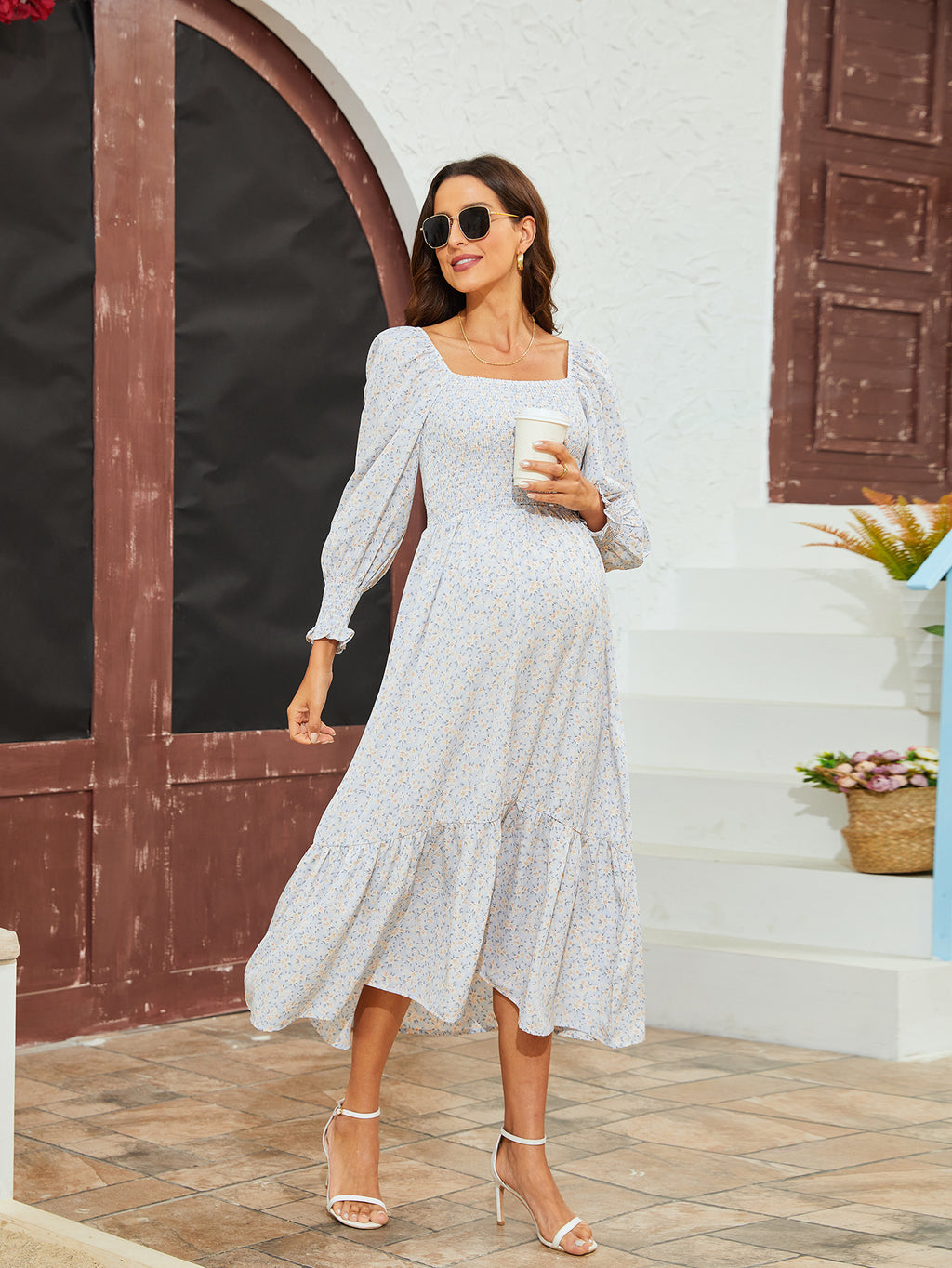 Floral Chiffon Maternity Dress