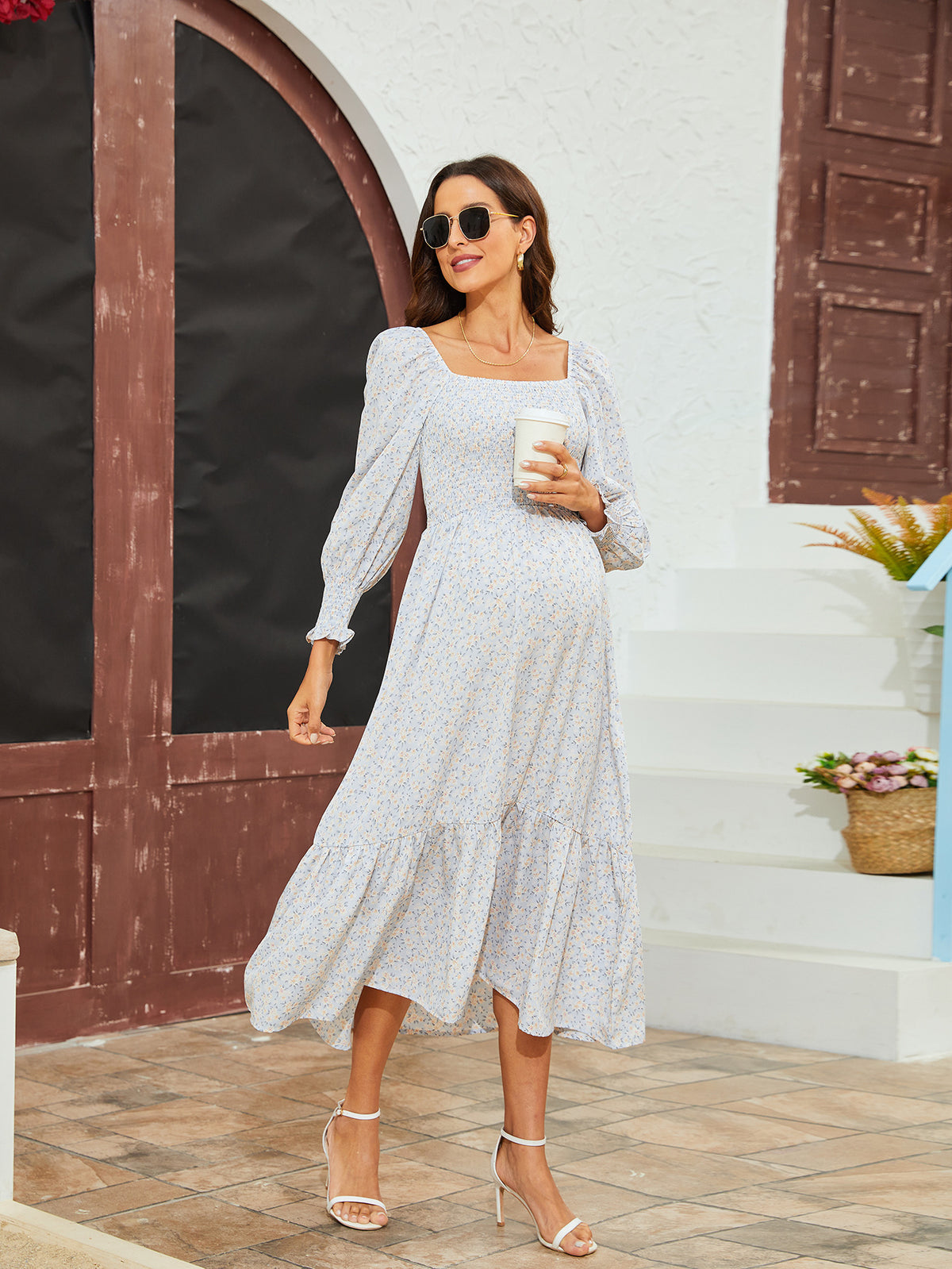 Floral Chiffon Maternity Dress