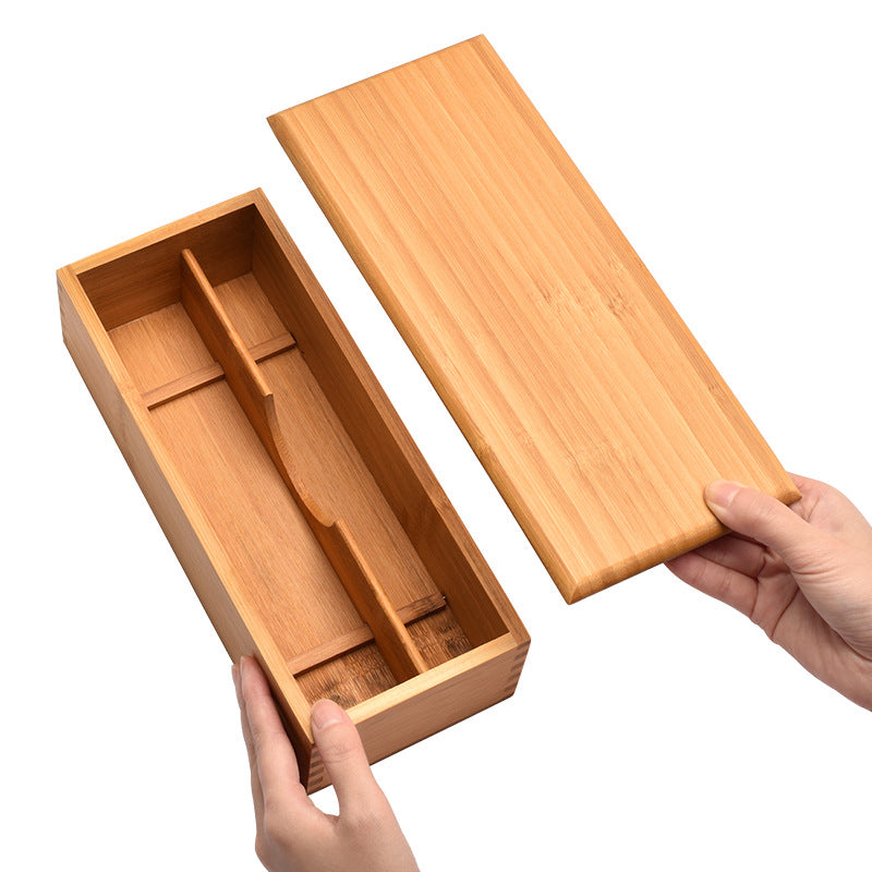 Bamboo Utensil Storage Box with Lid