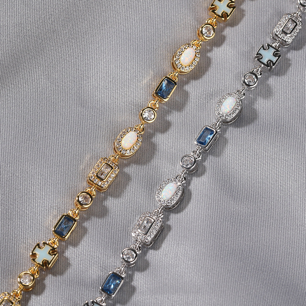 Blue Zircon-Inlay Chain Jewelry