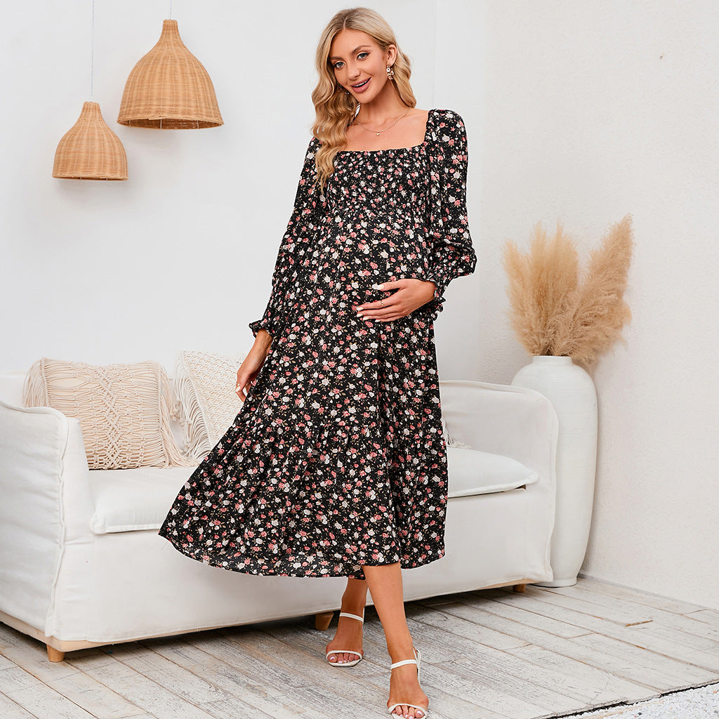 Floral Chiffon Maternity Dress