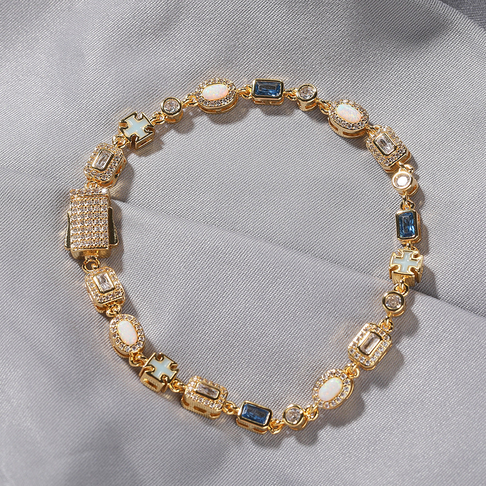 Blue Zircon-Inlay Chain Jewelry