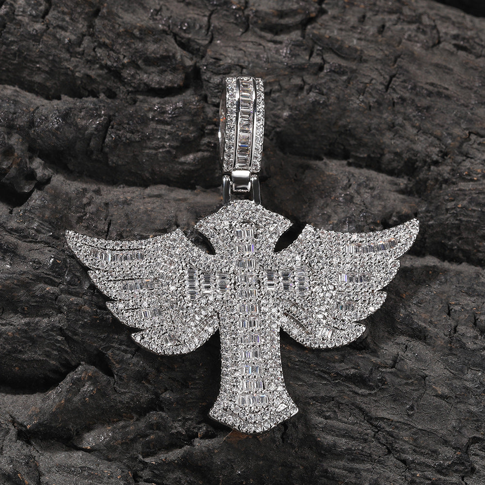 Angel Wings Cross Pendant Necklace